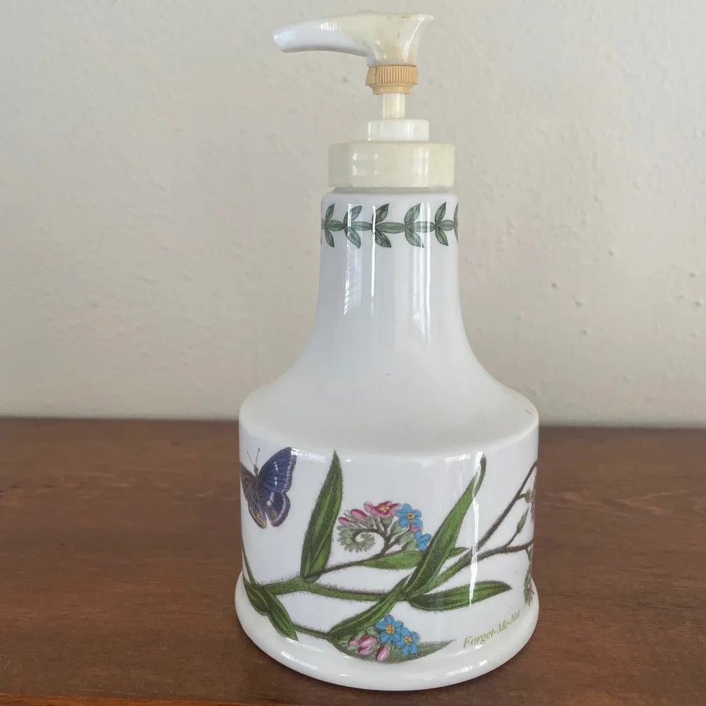 Vtg Portmeirion Botanic Garden Soap Lotion Dispenser Butterfly Made in Britain